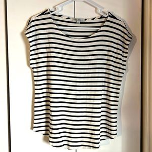 Black and white striped fitted tee, size XL